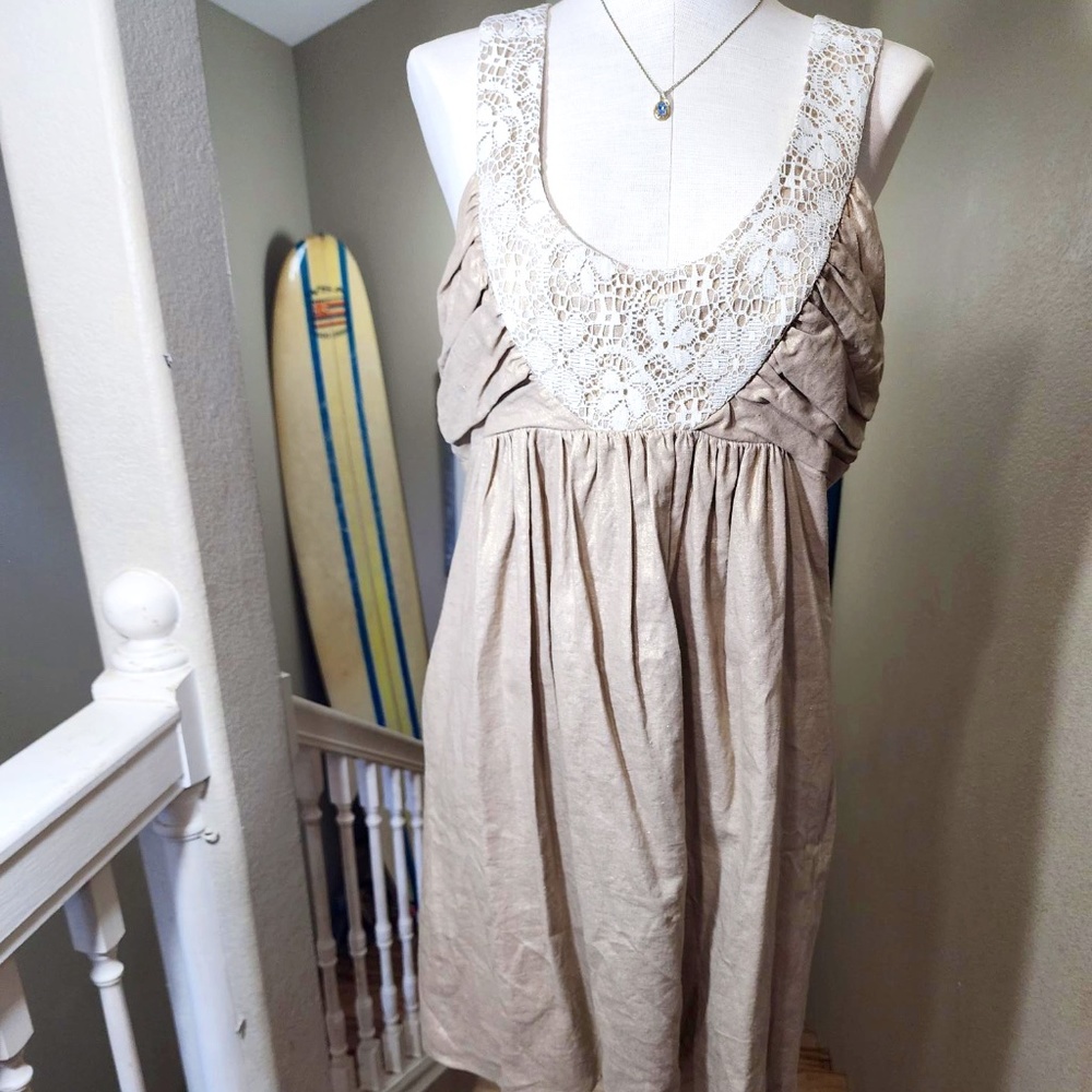 NWT $168 ANTHROPOLOGIE BEIGE DRESS SIZE 14